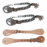 Espora Torcida Inox Brinde Correia Couro Cavalo