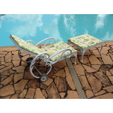 Espreguiçadeira Chaise Piscina Acapulco Curta Com Puff