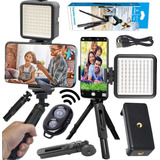 Estabilizador Suporte Celular Câmera Tripé Luz Led Gravação