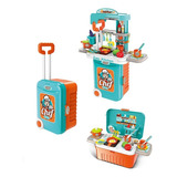 Estação Cozinha Kit Infantil Brinquedo Bancada Maleta 3 Em 1