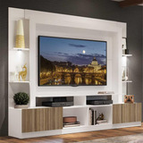 Estante C/ Suporte Tv 65 E Leds Berlim Multimóveis Bco/mad Cor Branco/madeirado