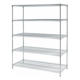 Estante De Aço Cromado 5 Prateleiras Rack Aramado C/ Rodizio