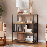 Estante Estilo Industrial Baixa 4 Prateleiras Rack Tv Livro