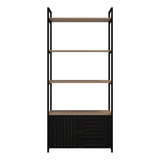 Estante Estilo Industrial Com Portas De Metal Vazadas Preta Cor Preto