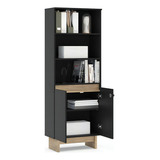 Estante Livreiro 2 Portas 3 Prateleiras Los Angeles Preto/ca Cor Preto