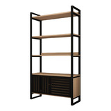 Estante Organizadora Estilo Industrial Madeira + Metal Preto
