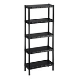 Estante Plástica Preta Com 5 Prateleiras Modular Multiuso