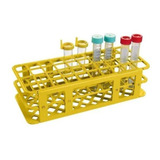 Estante Rack Plastico P/ 60 Tubos De Ensaio 17mm Amarela