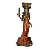 Estátua / Castiçal Pomba Gira - Decoração Em Resina Cor Dourado