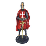 Estátua Cavaleiro Ordem Templário Guerreiro Medieval 23cm