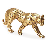 Estátua Decorativa Pantera Leopardo Enfeite Em