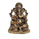 Estátua Deus Ganesha Com Base Decoração Enfeite Em Resina 