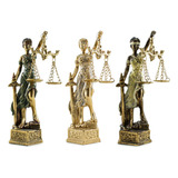 Estátua Deusa Da Justiça Themis Decorativa De Resina 14x7cm Cor Dourada