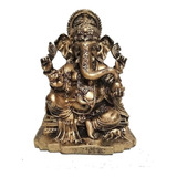 Estátua Ganesha Com Base Decoração Em Resina Enfeite