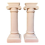Estátua Grega Porta Velas Coluna Par Castiçal 22 Cm Kit Luxo