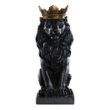 Estatua Leão Com Coroa 18cm Decoração