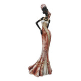 Estátua Mulher Negra Africana Decorada Dançarina Com Saia