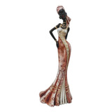 Estátua Mulher Negra Africana Decorada Dançarina