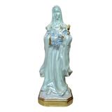 Estatua Santa Terezinha Imagem Branca Dourada