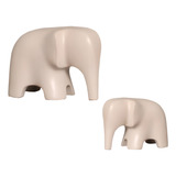 Estatueta Família Elefante Decoração Cerâmica Sala Hack 2 Pç