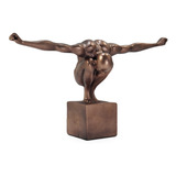 Estatueta Homem Braços Abertos Resina Bronze Escultura
