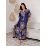 Estido Longo Kaftan Indiano Estampada Moda Boho Plus Size470
