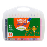 Estojo 24 Canetas Brush Pen Hidrográfica Ponta Pincel