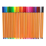 Estojo 24 Canetas Ponta Fina Coloridas 0.4mm Texto Desenho