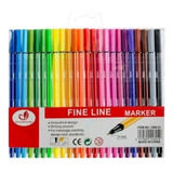 Estojo 24 Canetas Ponta Fina Coloridas 0.4mm Texto Desenho