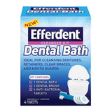 Estojo Banho Para Dentaduras 1 Escova 4 Pastilhas De Limpeza