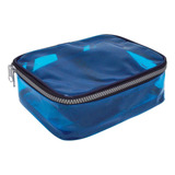 Estojo Box Transparente Color Especial Organizador 100 Pens Cor Azul Liso Transparente