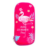 Estojo Case Organizador Material Escolar Feminino Flamingo