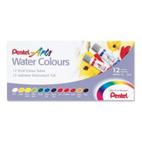 Estojo De Tinta Aquarela Pentel Arts Com 12 Cores Wfrs-12