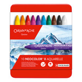 Estojo Giz Aquarelável Caran D¿ Ache Neocolor Ii 10 Cores