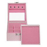 Estojo Maleta Porta Joias Mini Cor Rosa Com Interno Rosa