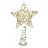 Estrela Ponteira Dourada Aramada 24cm Natal