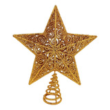 Estrela Vazada Ponteira Glitter Dourada Para