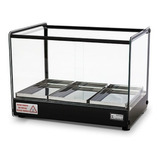 Estufa Vitrine Quadrada Para Salgados 3 Bandejas Retrô Preto