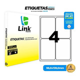 Etiqueta Adesiva A4 98,0mm X 139,0mm Caixa Com 100 Folhas Cor Branco Desenho Impresso Nenhum