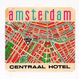 Etiqueta De Bagagem / Mala - Amsterdam Central Hotel Anos 60