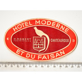 Etiqueta De Bagagem / Mala Hotel Moderne França Anos 60
