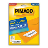 Etiqueta Inkjet/laser Carta 6280 - Com 25 Folhas - Pimaco