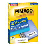 Etiqueta Pimaco 6182 Carta Inkjet+laser 14 Por Folha Branca 