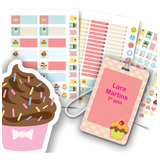 Etiquetas Escolares Personalizadas Cupcake Com Tag Mochila