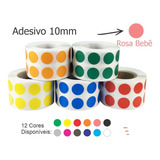 Etiquetas Selos Bolinhas Colorida 10mm Rolo Com 1000 Adesivo