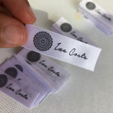 Etiquetas Tecido Personalizadas 100un 1,5x4cm Cetim Gorgurão