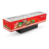 Expositor Ilha Congelado Eip 3000 Vc Vidro Curvo 3m Vermelha 220v