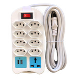 Extensão 9 Tomada Régua Bivolt Completo 2 Usb,tomada Univers