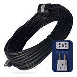 Extensão Elétrica 15 Metros Bivolt Preto Tomada Qualidade Nf