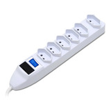 Extensão Elétrica 6 Tomadas Cabo 3 Metro Fusível Chave Liga Cor Branco 127v/220v